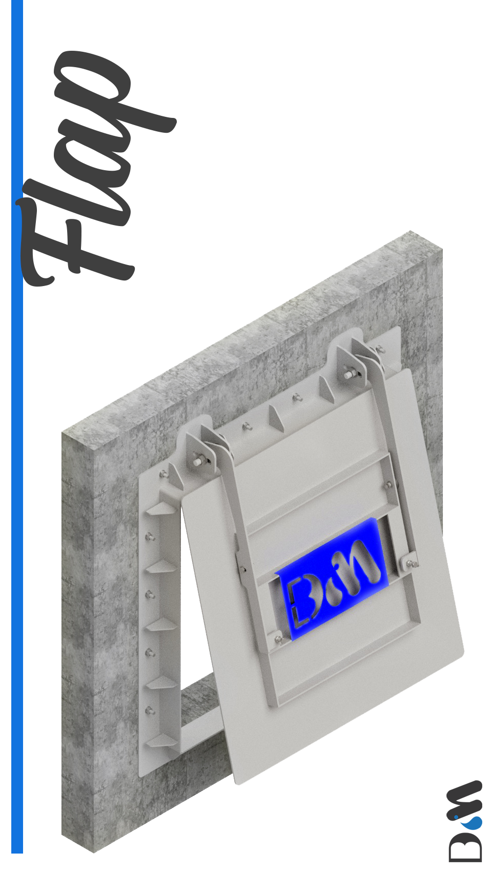 comporta flap este modelo evita o retorno de fluído em tubulações. Podem ser instalados em Parede ou Flanges e são acionadas com a força do fluído.